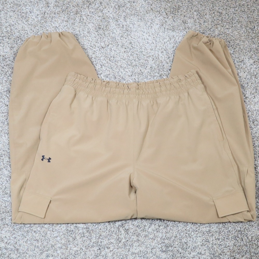 Under Armour UA Rival Woven Cargo Pants Tan Elastic Waist Jogger Style Women's M - Picture 6 of 11